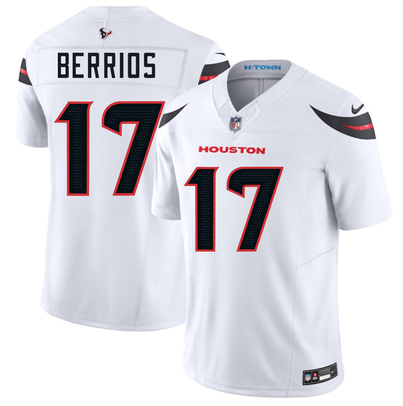 Men's Houston Texans #17 Braxton Berrios White 2024 Vapor F.U.S.E. Limited Stitched jerse