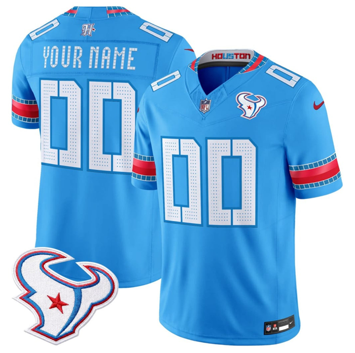 Men's Houston Texans Active Player Custom Blue 2026 F.U.S.E. 'HOUSTON/US' Rivalries Collection Limited Stitched Football Jersey