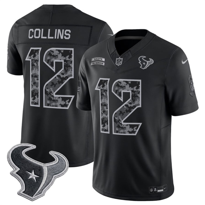 Men's Houston Texans #12 Nico Collins Black F.U.S.E. 2026 Salute to Service Limited Stitched Football Jersey