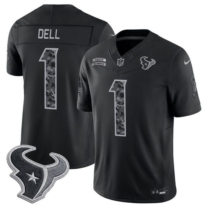 Men's Houston Texans #1 Tank Dell Black F.U.S.E. 2026 Salute to Service Limited Stitched Football Jersey