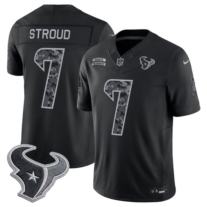 Men's Houston Texans #7 C.J. Stroud Black F.U.S.E. 2026 Salute to Service Limited Stitched Football Jersey