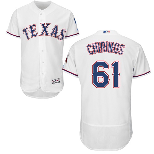 Rangers #61 Robinson Chirinos White Flexbase Authentic Collection Stitched MLB Jersey