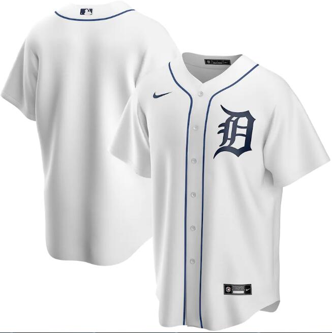 Men's Detroit Tigers Blank White MLB Cool Base Stitched Jersey