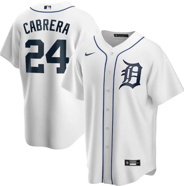 Men's Detroit Tigers #24 Miguel Cabrera White MLB Cool Base Stitched Jersey