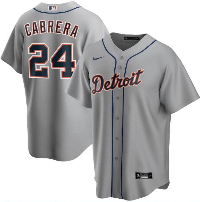 Men's Detroit Tigers #24 Miguel Cabrera Grey MLB Cool Base Stitched Jersey