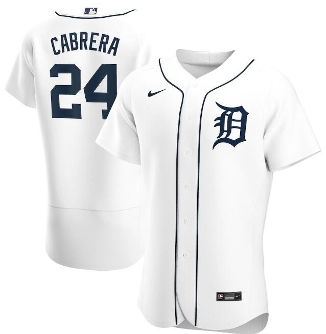 Men's Detroit Tigers #24 Miguel Cabrera White MLB Flex Base Stitched Jersey