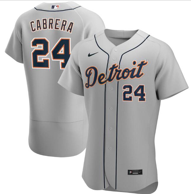 Men's Detroit Tigers #24 Miguel Cabrera Grey MLB Flex Base Stitched Jersey