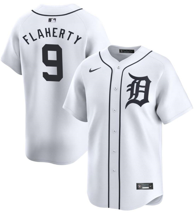 Men's Detroit Tigers #9 Jack Flaherty White 2024 Home Limited Stitched Baseball Jersey