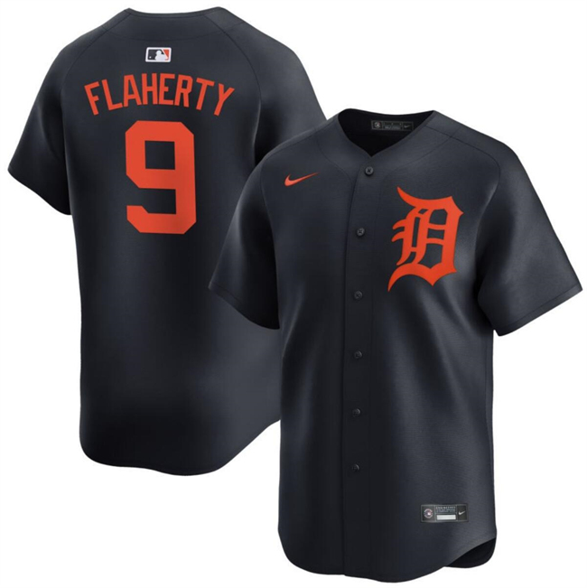 Men's Detroit Tigers #9 Jack Flaherty Black 2024 Alternate Limited Stitched Baseball Jersey