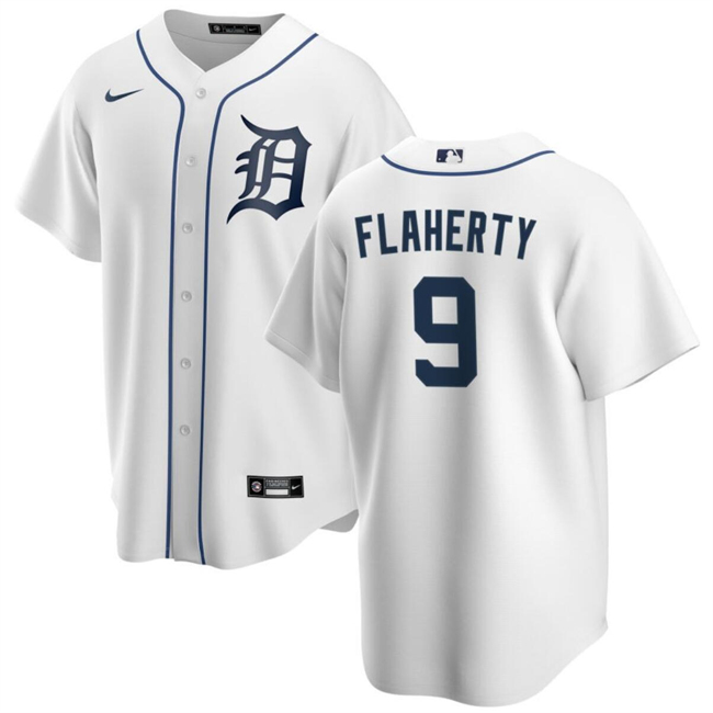 Men's Detroit Tigers #9 Jack Flaherty White Cool Base Stitched Baseball Jersey