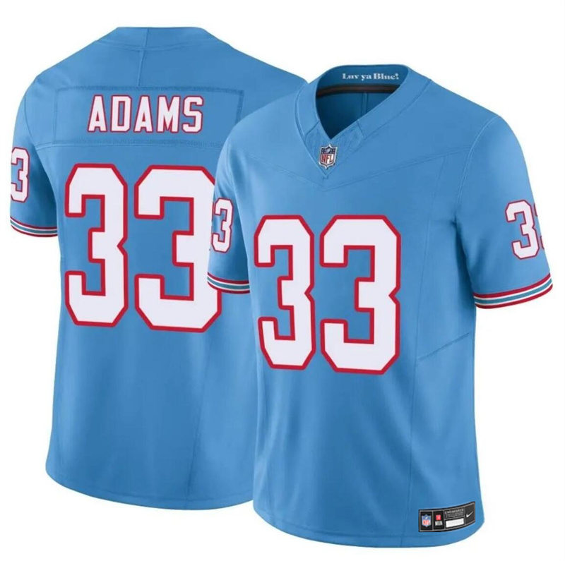 Men's Tennessee Titans #33 Jamal Adams Blue 2024 F.U.S.E. Throwback Vapor Limited Stitched Football Jersey Men's Tennessee Titans #33 Jamal Adams Blue 2024 F.U.S.E. Throwback Vapor Limited Stitched Football Jersey