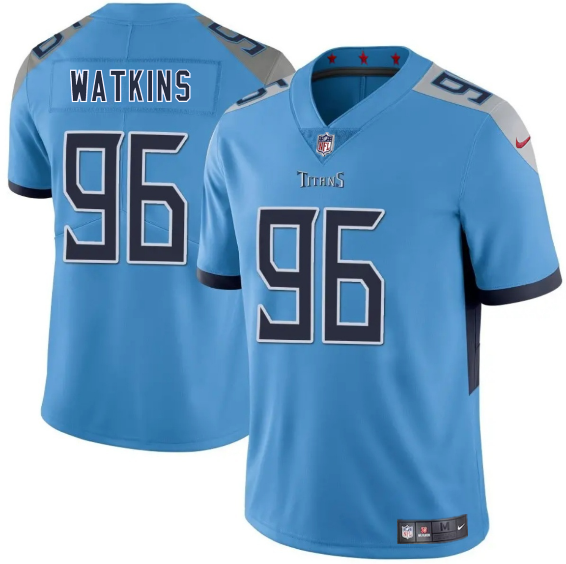 Men's Tennessee Titans #96 Carlos Watkins Blue 2025 F.U.S.E. Vapor Limited Stitched Football Jersey