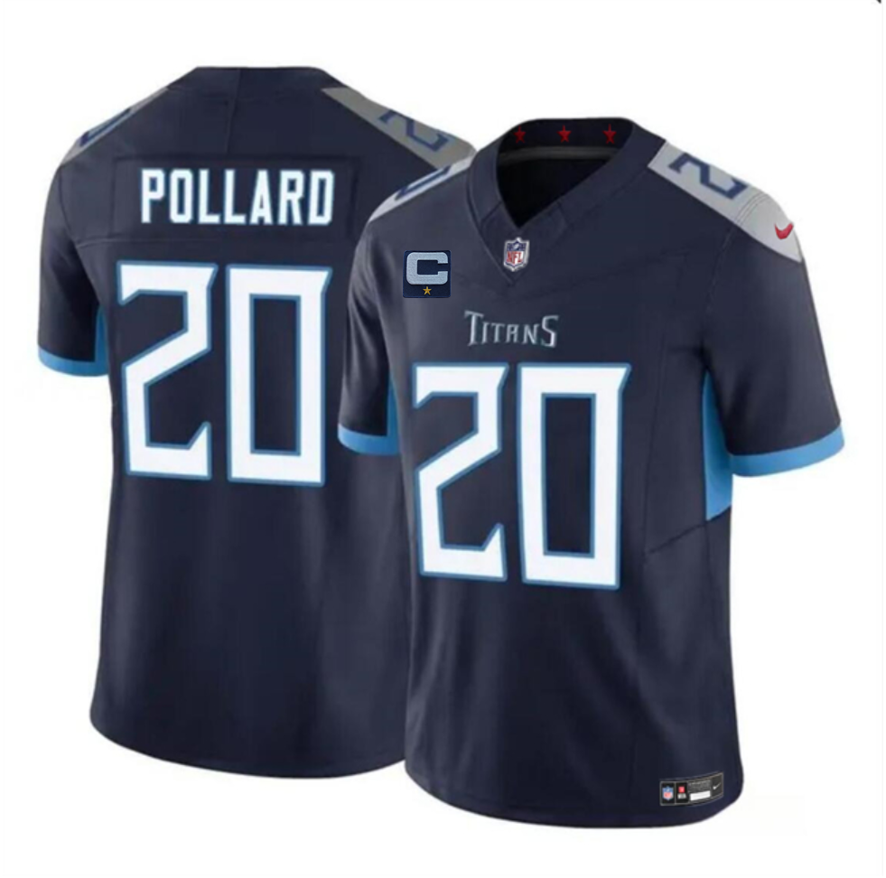 Men's Tennessee Titans #20 Tony Pollard Navy 2025 F.U.S.E. With 1-Star C Patch Vapor Limited Stitched Football Jersey Men's Tennessee Titans #20 Tony Pollard Navy 2025 F.U.S.E. With 1-Star C Patch Vapor Limited Stitched Football Jersey