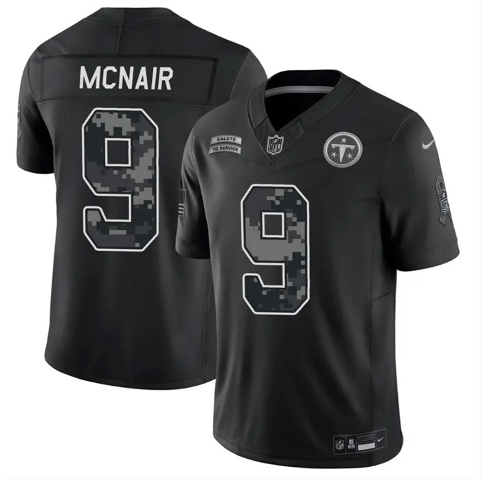 Men's Tennessee Titans #9 Steve McNair Black F.U.S.E. 2026 Salute to Service Limited Stitched Football Jersey