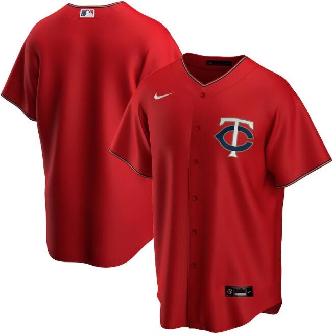 Men's Minnesota Twins Red MLB Cool Base Stitched Jersey
