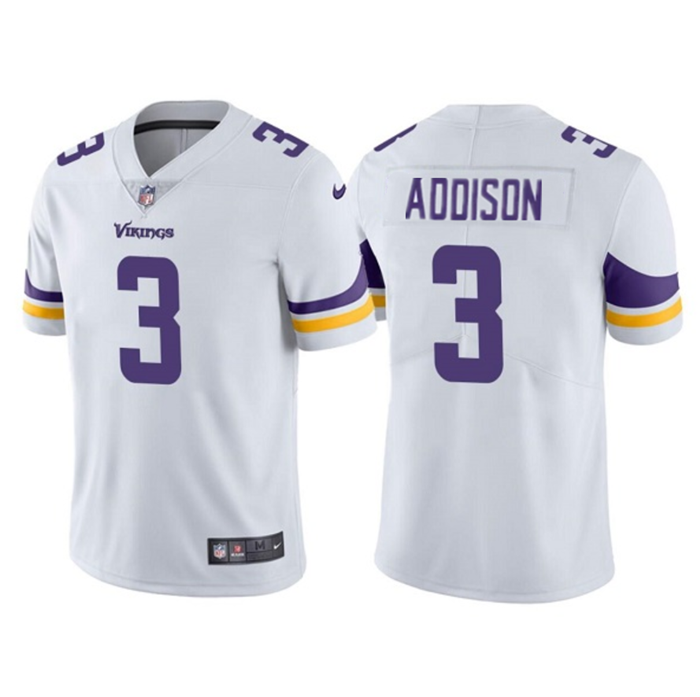 Men's Minnesota Vikings #3 Jordan Addison White Vapor Untouchable Stitched Jersey Men's Minnesota Vikings #3 Jordan Addison White Vapor Untouchable Stitched Jersey