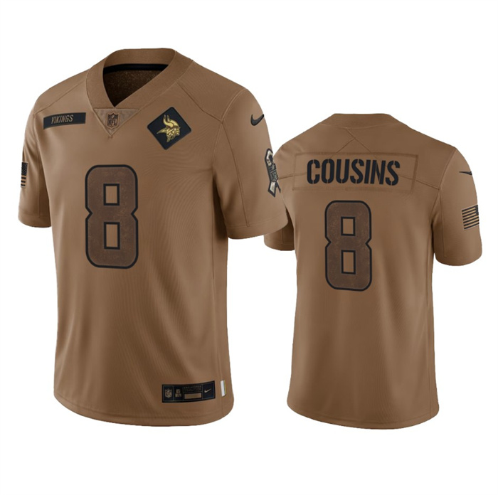 Men's Minnesota Vikings #8 Kirk Cousins 2023 Brown Salute To Service Limited Stitched Jersey Men's Minnesota Vikings #8 Kirk Cousins 2023 Brown Salute To Service Limited Stitched Jersey