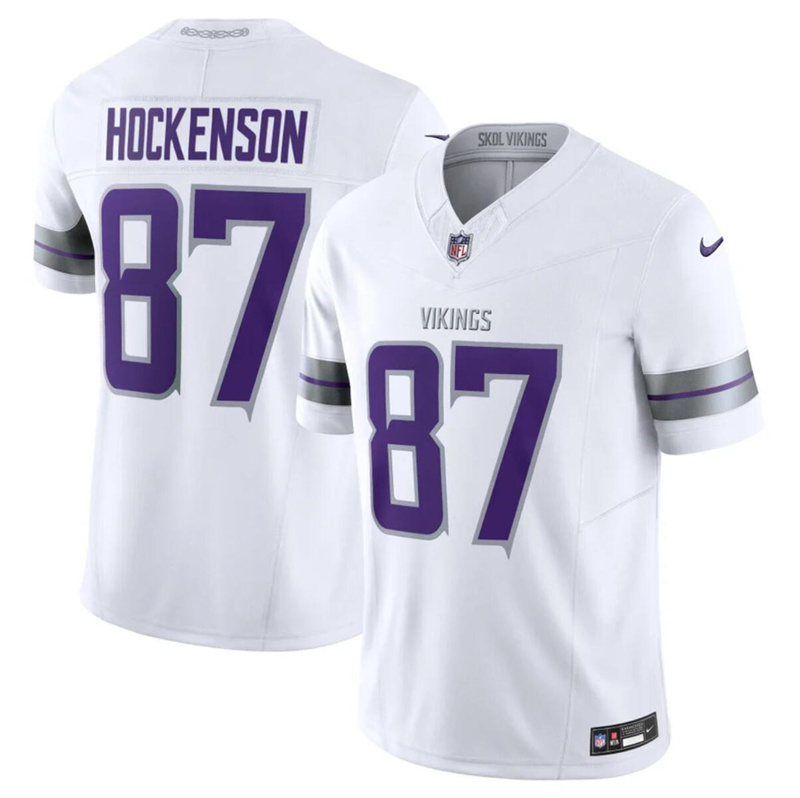 Men's Minnesota Vikings #87 T.J. Hockenson White F.U.S.E. Winter Warrior Limited Stitched Jersey Men's Minnesota Vikings #87 T.J. Hockenson White F.U.S.E. Winter Warrior Limited Stitched Jersey