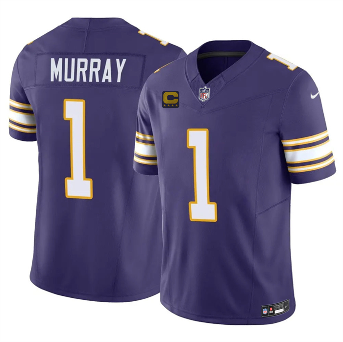 Men's Minnesota Vikings #1 Kyler Murray Purple 2026 F.U.S.E. 4-Star C Patch Throwback Vapor Untouchable Limited Stitched Jersey