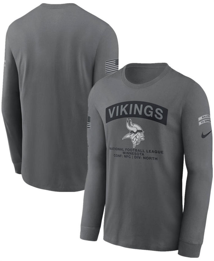 Men's Minnesota Vikings Gray 2026 Salute to Service Long Sleeve T-Shirt