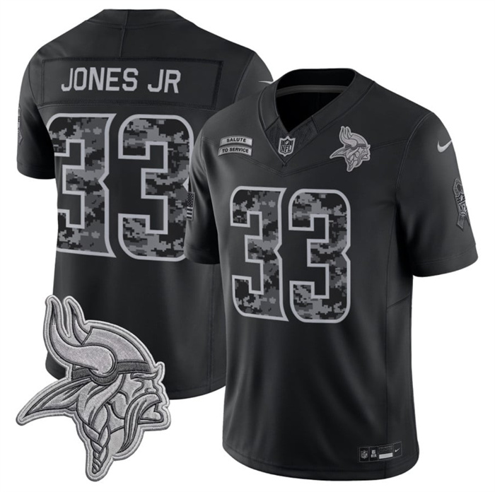 Men's Minnesota Vikings #33 Aaron Jones Sr. Black F.U.S.E. 2026 Salute to Service Limited Stitched Football Jersey
