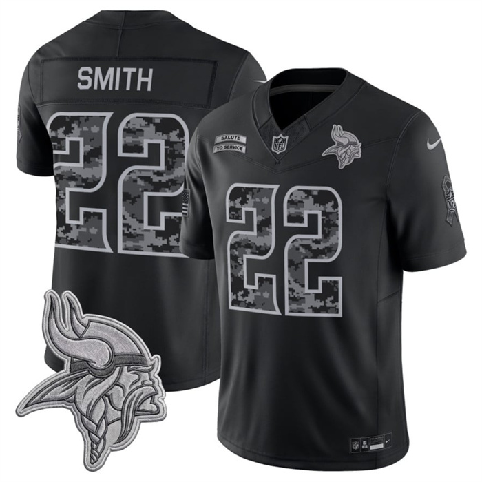 Men's Minnesota Vikings #22 Harrison Smith Black F.U.S.E. 2026 Salute to Service Limited Stitched Football Jersey