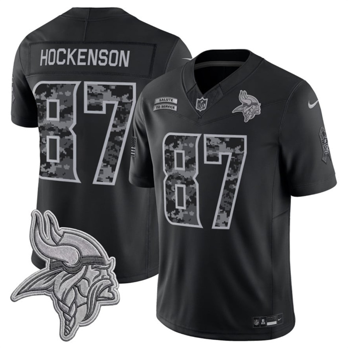 Men's Minnesota Vikings #87 T.J. Hockenson Black F.U.S.E. 2026 Salute to Service Limited Stitched Football Jersey