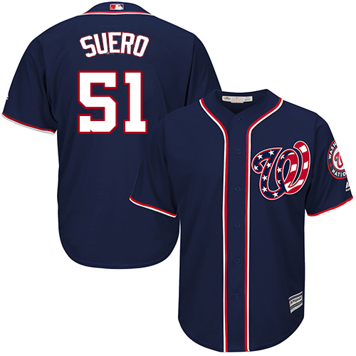 Nationals #51 Wander Suero Navy Blue New Cool Base Stitched MLB Jersey