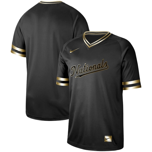 Nike Nationals Blank Black Gold Authentic Stitched MLB Jersey
