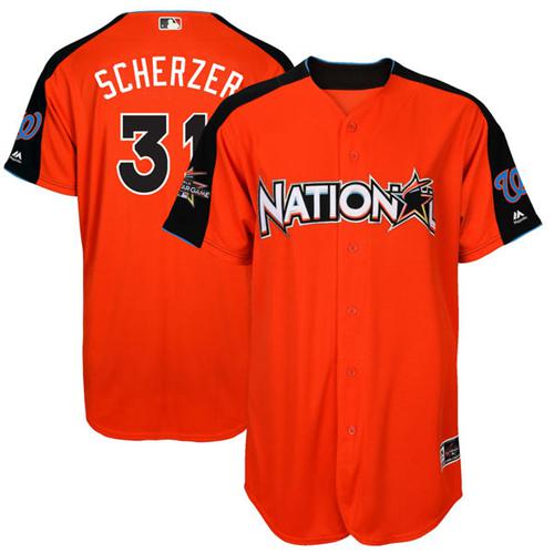 Nationals #31 Max Scherzer Orange 2017 All-Star National League Stitched MLB Jersey