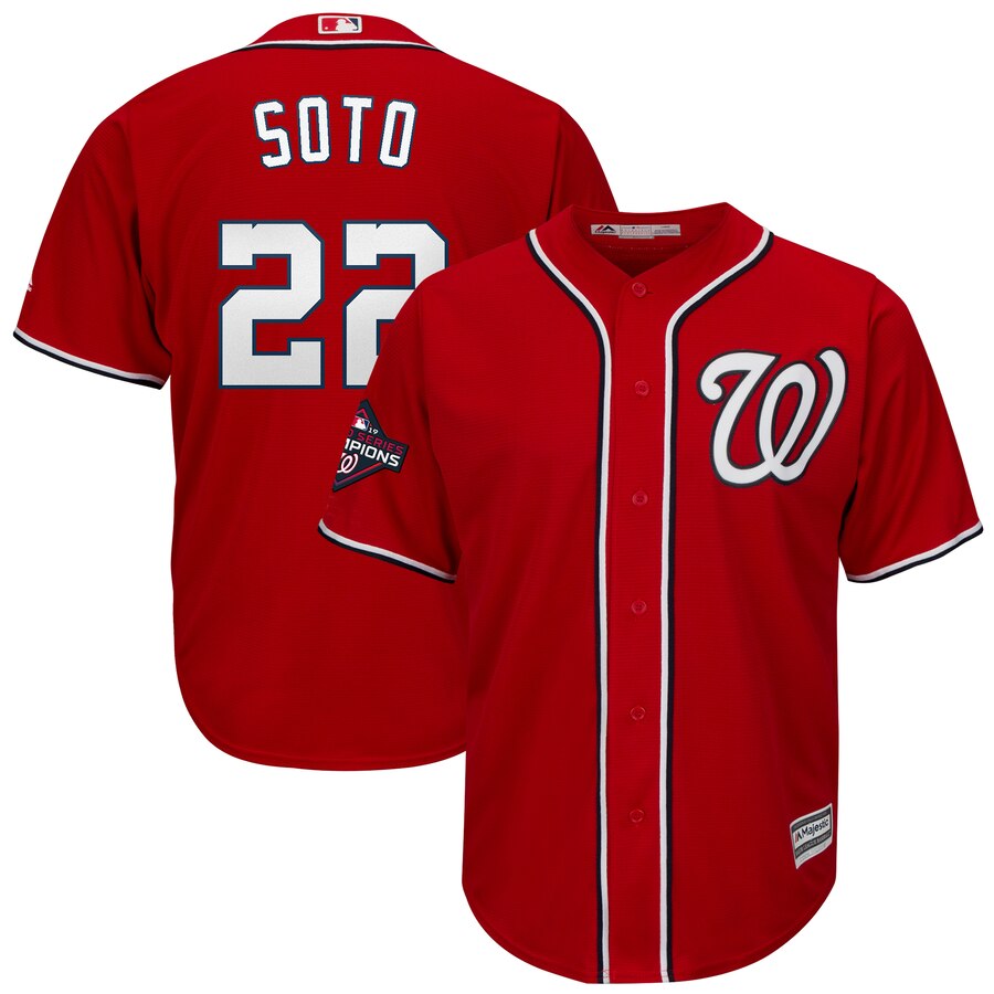 Washington Nationals #22 Juan Soto Majestic 2019 World Series Champions Alternate Big & Tall Cool Base Player Jersey Red