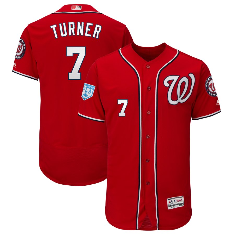Nationals #7 Trea Turner Red Alternate 2019 Spring Training Flex Base Stitched MLB Jersey