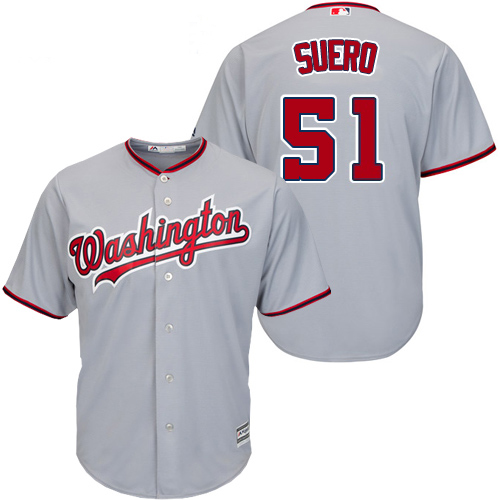 Nationals #51 Wander Suero Grey New Cool Base Stitched MLB Jersey