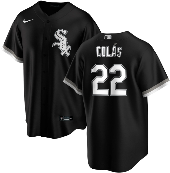 Men's Chicago White Sox #22 Oscar Colás Black Cool Base Stitched Jersey