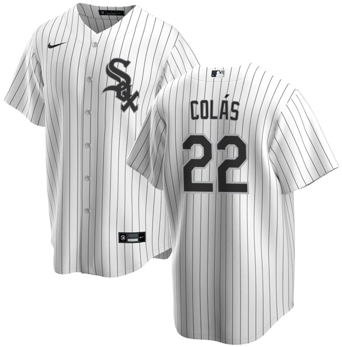 Men's Chicago White Sox #22 Oscar Colás White Cool Base Stitched Jersey