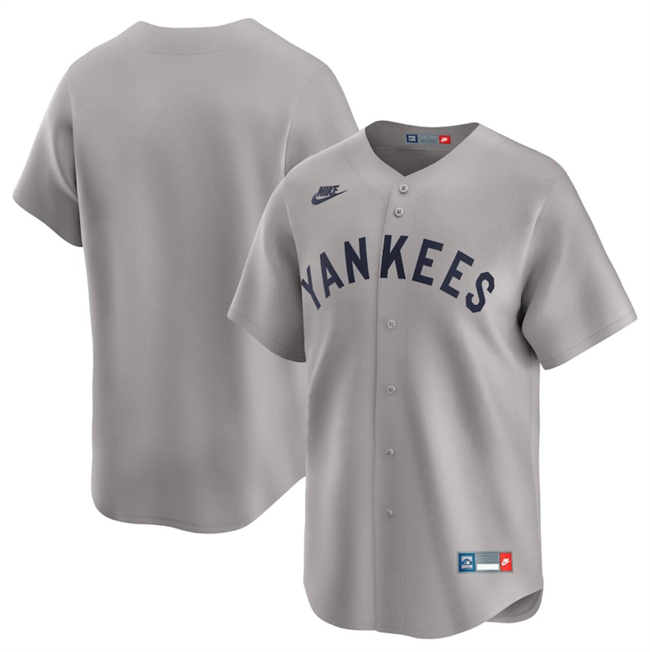 Men's New York Yankees Blank Gray Cooperstown Collection Limited Stitched Baseball Jersey