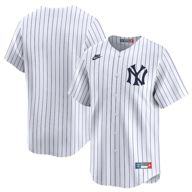 Men's New York Yankees Blank White Cooperstown Collection Limited Stitched Baseball Jersey