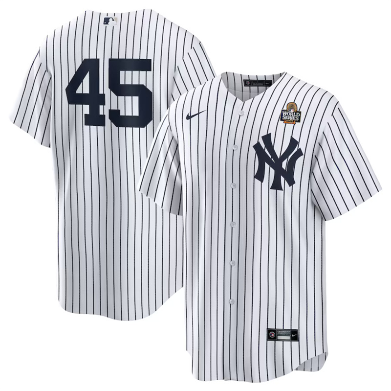 Men's New York Yankees #45 Gerrit Cole White 2024 World Series Cool Base Stitched Baseball Jersey Men's New York Yankees #45 Gerrit Cole White 2024 World Series Cool Base Stitched Baseball Jersey