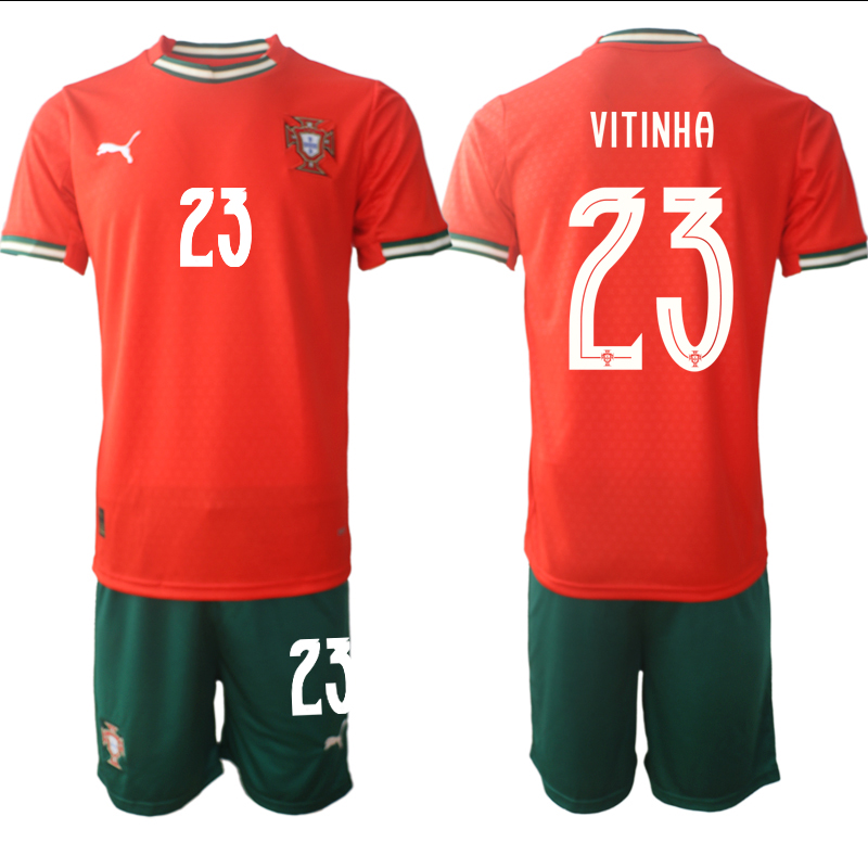 Men's Portugal Team #23 Vitinha 2025 Red Home Soccer Jersey Suit Men's Portugal Team #23 Vitinha 2025 Red Home Soccer Jersey Suit