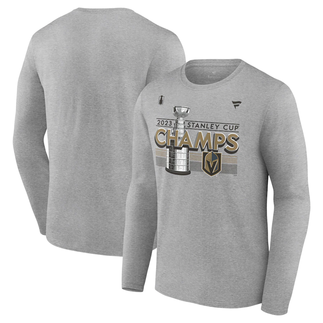 Men's Vegas Golden Knights Heather Gray 2023 Stanley Cup Champions Locker Room Long Sleeve T-Shirt