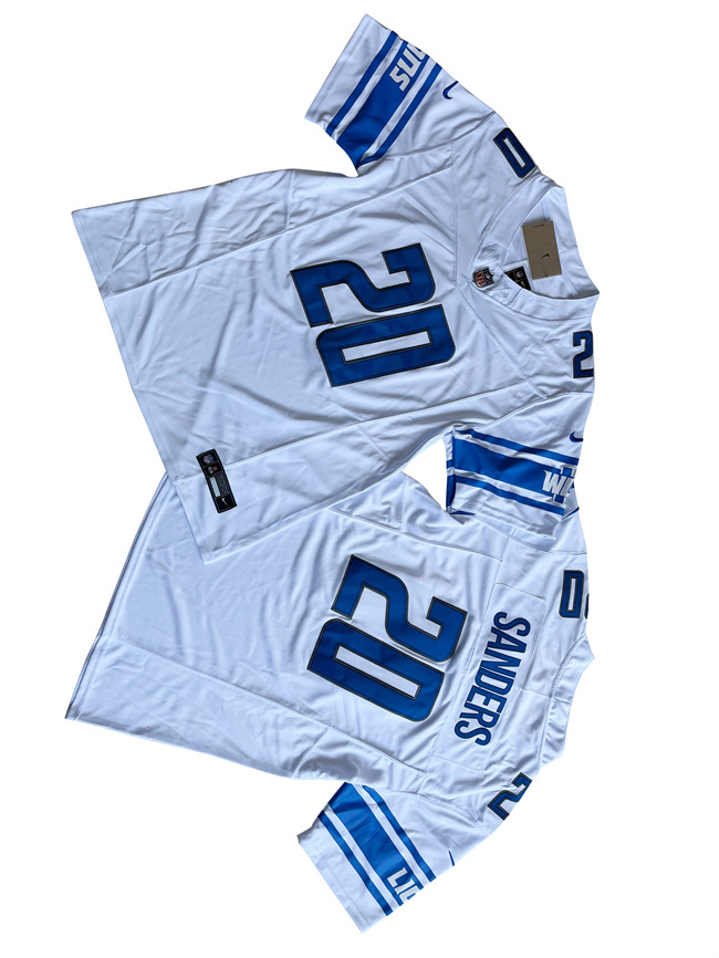 Men's Detroit Lions #20 Barry Sanders White 2023 F.U.S.E. Vapor Stitched Untouchable Limited Jersey