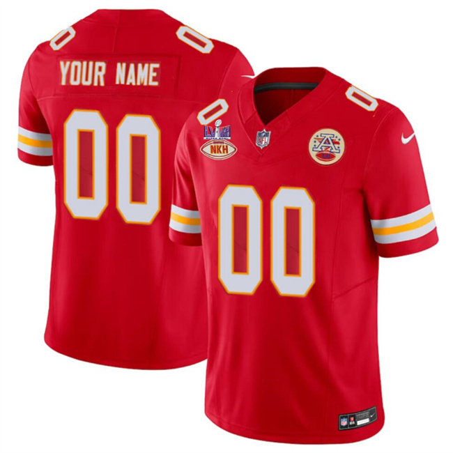 Men's Kansas City Chiefs Active Player Custom Red F.U.S.E. With "NKH" Patch And Super Bowl LVIII Patch Vapor Untouchable Limited Stitched Football Jersey