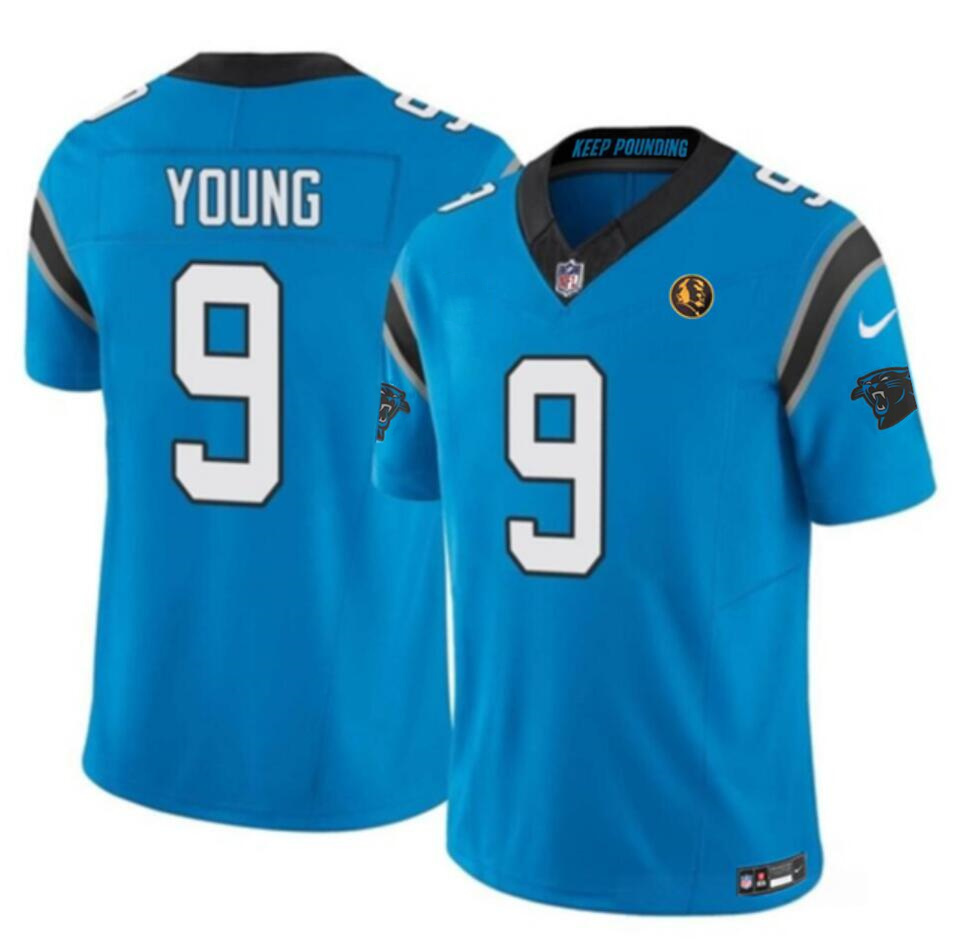 Men's Carolina Panthers #9 Bryce Young Blue 2023 F.U.S.E. With John Madden Patch Vapor Untouchable Stitched Football Jersey