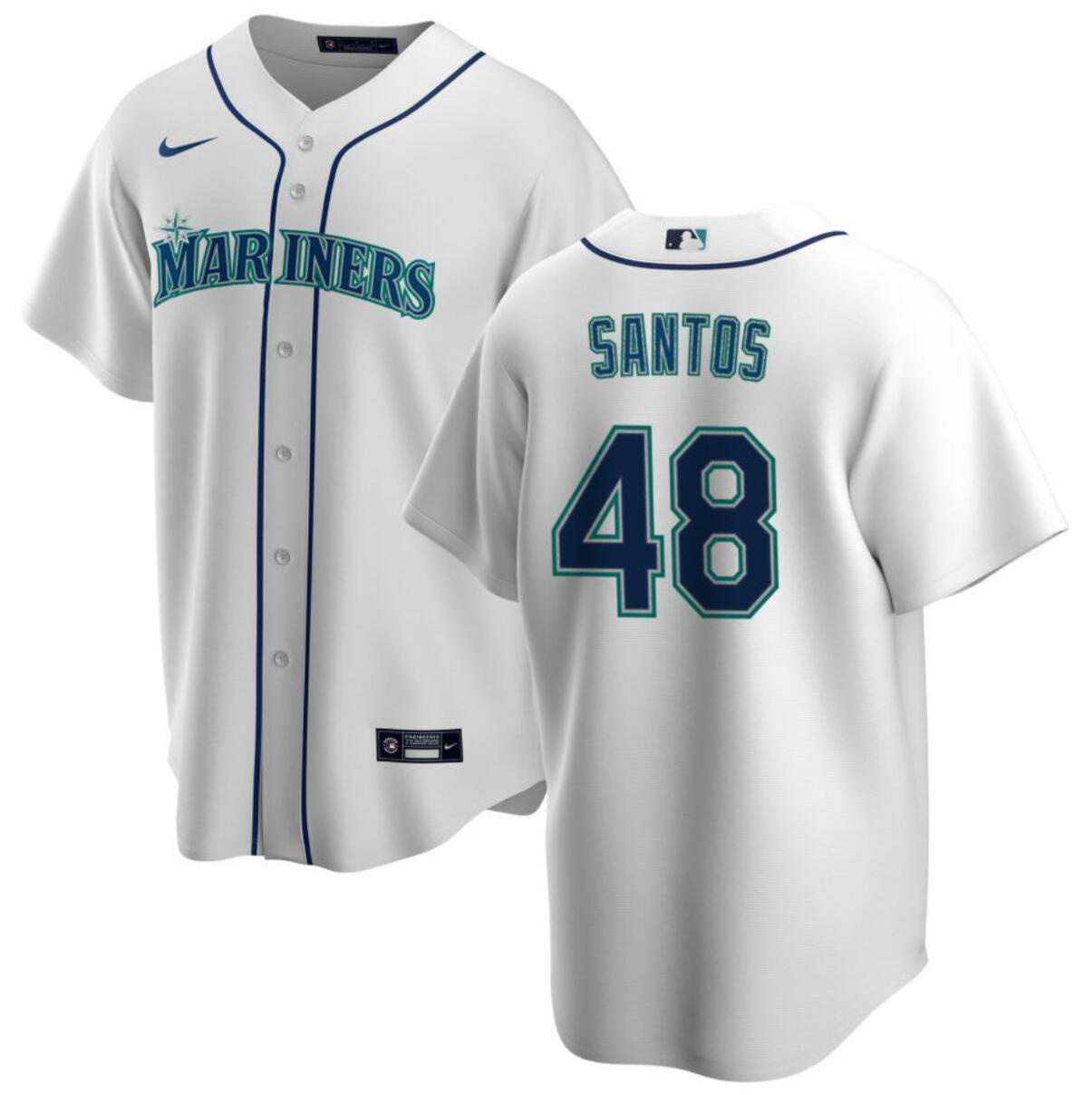 Men's Seattle Mariners #48 Gregory Santos White Cool Base Stitched jersey