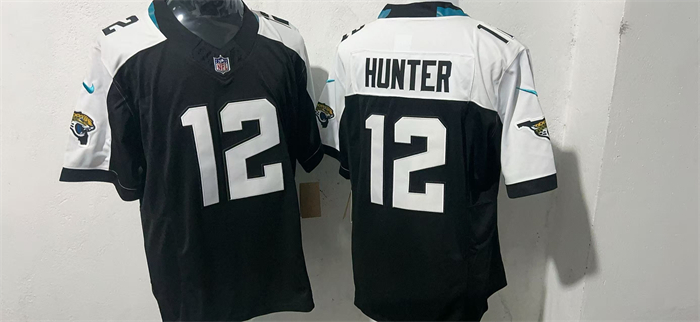 Men's Jacksonville Jaguars #12 Travis Hunter Black/White Draft F.U.S.E. Vapor Limited Stitched Football Jersey