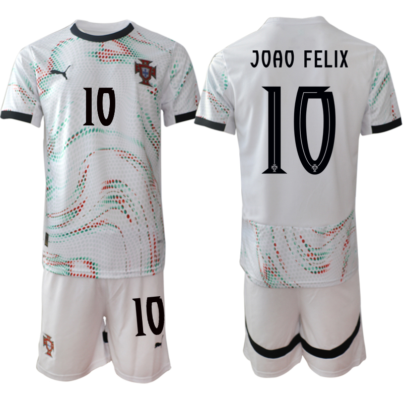 Men's Portugal Team #10 João Félix 2025 White Away Soccer Jersey Suit Men's Portugal Team #10 João Félix 2025 White Away Soccer Jersey Suit