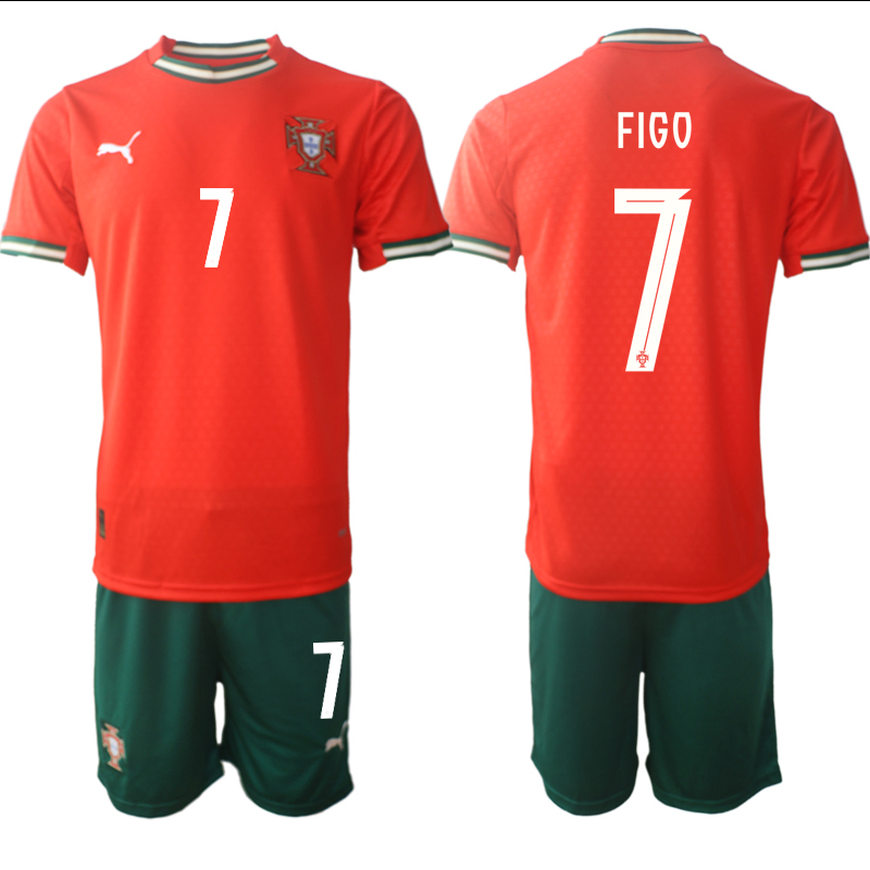 Men's Portugal Team #7 Luís Figo 2025 Red Home Soccer Jersey Suit Men's Portugal Team #7 Luís Figo 2025 Red Home Soccer Jersey Suit