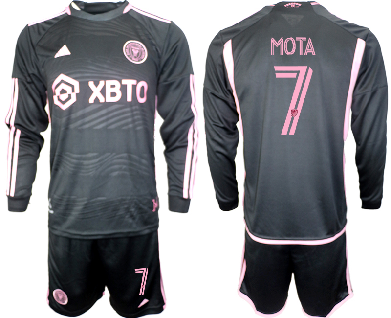 Men's Inter Miami CF #7 Mota 2023/24 Black Away Soccer Jersey Suit Men's Inter Miami CF #7 Mota 2023/24 Black Away Soccer Jersey Suit