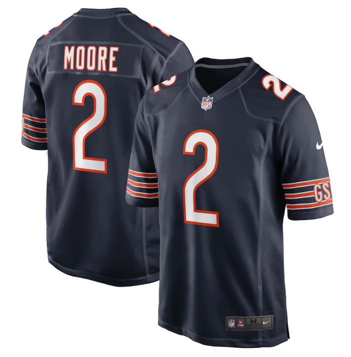Men's Chicago Bears #2 D.J. Moore Navy Stitched Game Jersey Men's Chicago Bears #2 D.J. Moore Navy Stitched Game Jersey