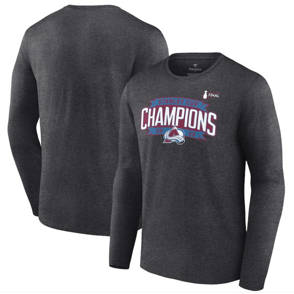 Men's Colorado Avalanche Heathered Charcoal 2022 Stanley Cup Champions Long Sleeve Men's Colorado Avalanche Heathered Charcoal 2022 Stanley Cup Champions Long Sleeve